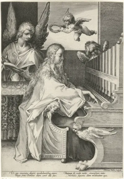 H. Cecilia spelend op het orgel