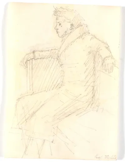 H.E. Freund siddende i en sofa
