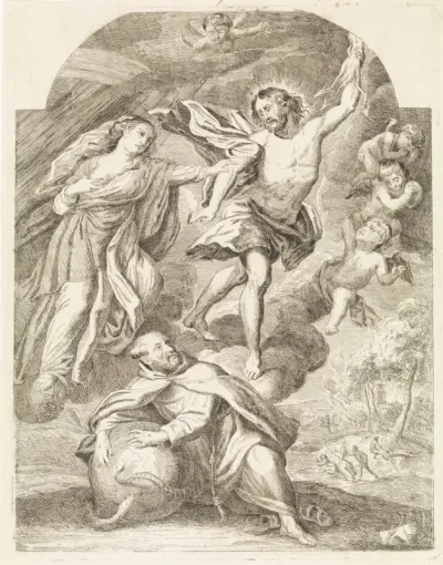 H. Franciscus en Maria beschermen de aarde tegen de woede van Christus