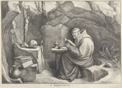 H. Franciscus lezend in een grot
