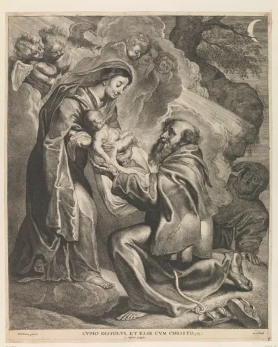 H. Franciscus ontvangt het Christuskind uit Maria's armen