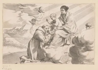 H. Franciscus van Assisi geknield voor Maria met Kind