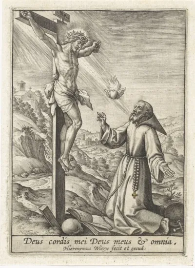 H. Franciscus van Assisi voor de gekruisigde Christus
