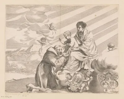 H. Franciscus van Assissi geknield voor Maria met Kind