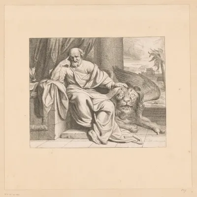 H. Marcus met de leeuw