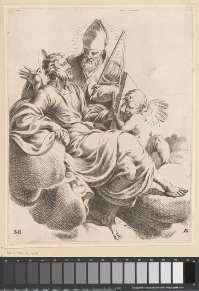 H. Matteüs met Ambrosius en engel in de wolken