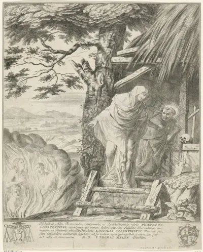 H. Theresia en H. Nicolaas van Tolentino biddend voor de zielen in het vagevuur