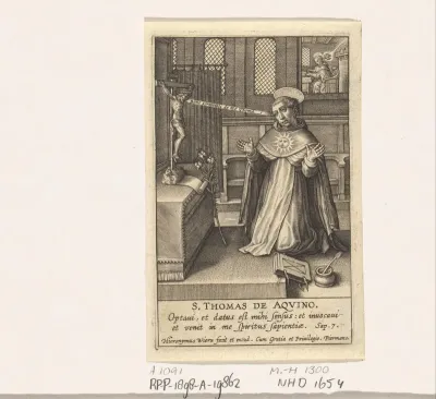 H Thomas van Aquino bidt voor een crucifix