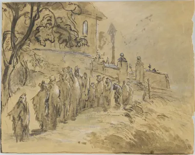 Haberfeldtreiben Mob in front of the church