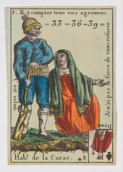Hab.t de la Corse, from the playing cards (for quartets) "Costumes des Peuples Étrangers"