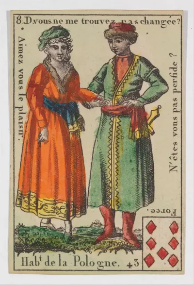 Hab.t de la Pologne, from the playing cards (for quartets) "Costumes des Peuples Étrangers"