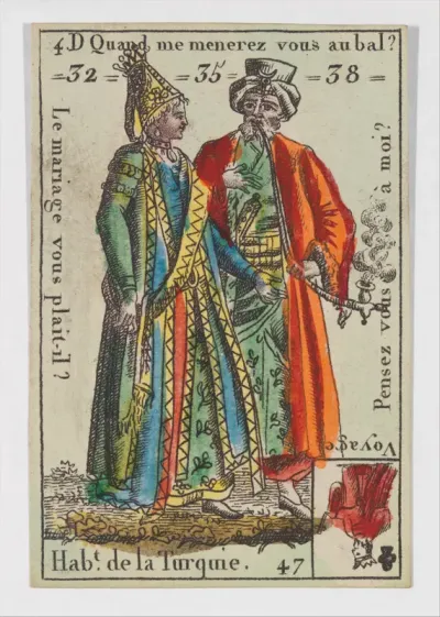 Hab.t de la Turquie, from the playing cards (for quartets) "Costumes des Peuples Étrangers"