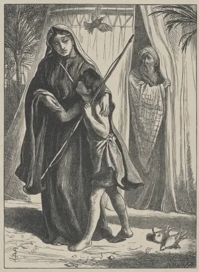 Hagar and Ishmael, from "Dalziels' Bible Gallery"