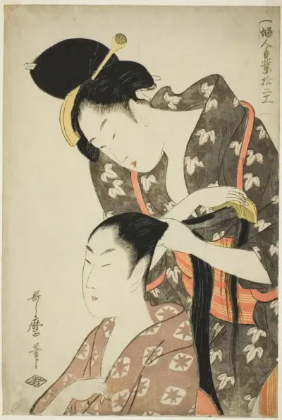 Hairdresser, from the series "Twelve Types of Women's Handicraft (Fujin tewaza juni ko)"
