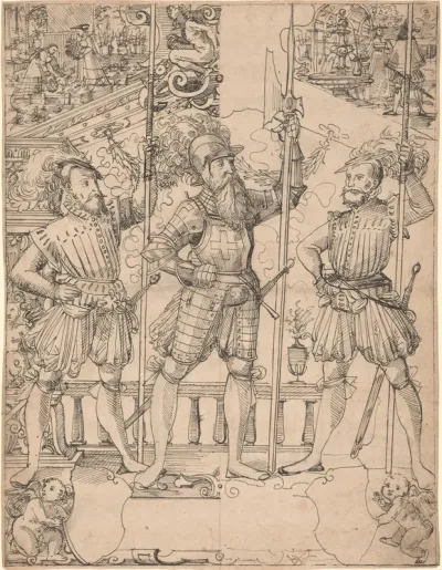 Halberdier and Two Pikemen