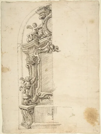 Half design for the decoration of an Altar with Putti