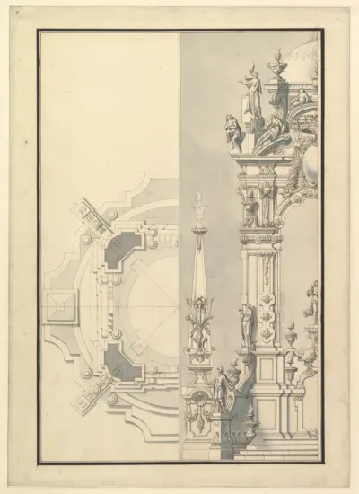 Half Elevation and Half Ground Plan for a Catafalque for an Electress Palatine