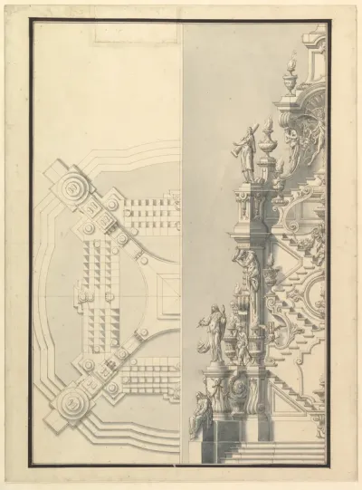 Half Elevation and Half Ground Plan for a Catafalque