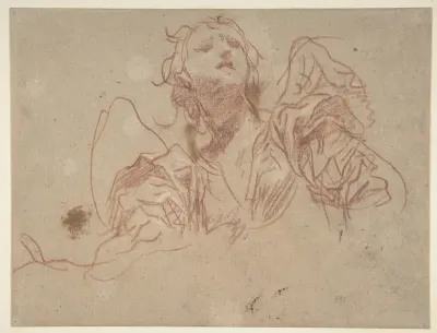Half-Figure of an Angel Looking Upward (recto); Bust of a Man in Left Profile (verso)