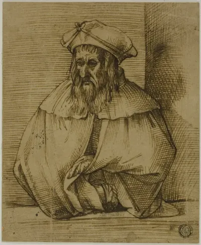 Half-Length Sketch of a Gentleman Wearing Hat and Cape
