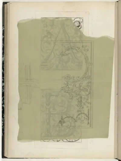 Half paneel met cartouche en gevleugelde vrouw