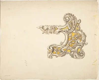 Half Rococo Cartouche with Cherubs