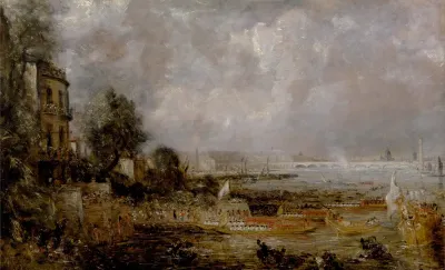 Half-size Sketch for The Opening of Waterloo Bridge (“Whitehall Stairs, June 18, 1817”)