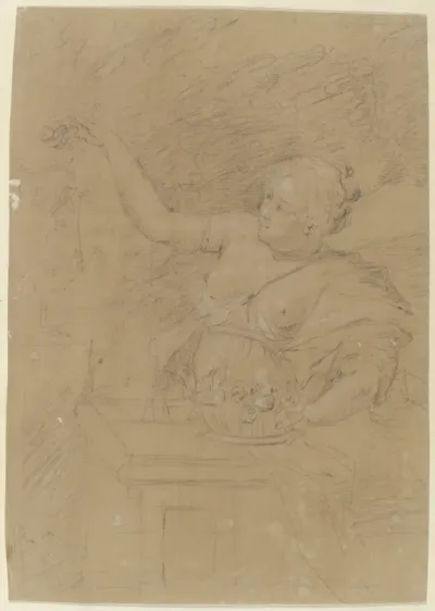 Halffiguur met uitgestrekte arm