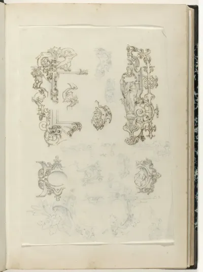 Halve cartouches en ornamenten