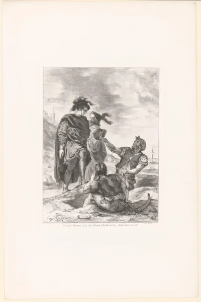 Hamlet en de grafdelvers met de schedel van de nar Yorick