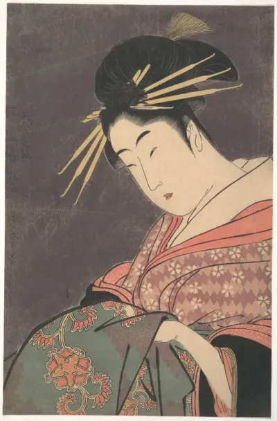 “Hanaōgi of the Gomeirō,” from the series Comparing the Charms of Beauties (Bijin kiryō kurabe: Gomeirō Hanaōgi)
