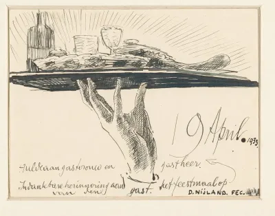 Hand die een dienblad ophoudt