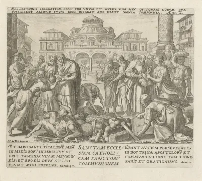 Handelingen der apostelen: 'de heilige katholieke Kerk, de gemeenschap van de heiligen'