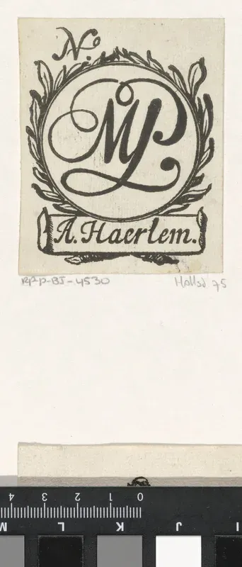 Handelsetiket met het monogram MJ
