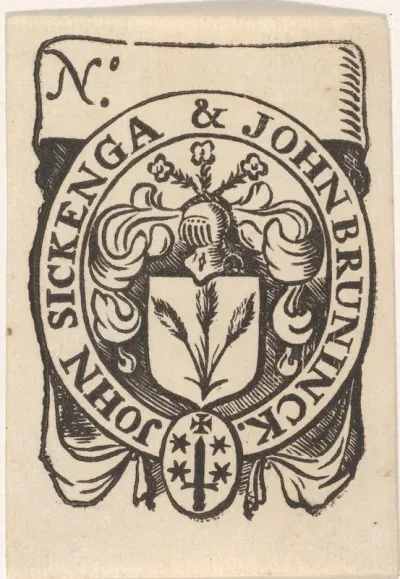Handelsetiket van John Sickenga & John Bruninck