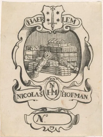 Handelsetiket van Nicolas Hofman te Haarlem