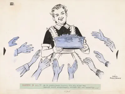 Handen reikend naar een mand met kersen