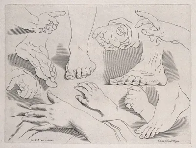 Hands and feet in outline