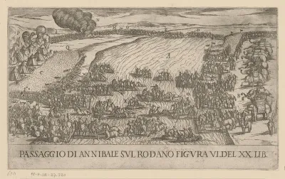 Hannibal steekt de rivier de Rhône over
