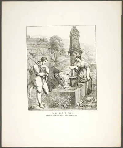 Hans and Verene (Hans und Berene), plate five from the series Poems in the Dialect of the Upper Rhine Region (Zehn Blätter Zu Hebels Alemannischen Gedichten)