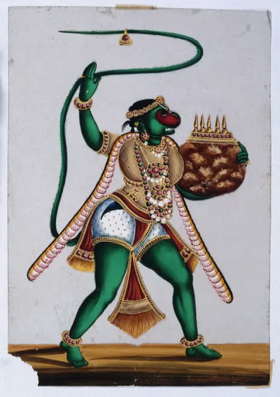 Hanuman, the monkey god carrying a mountain (?)