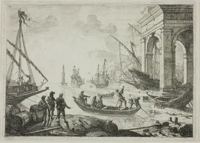 Harbor Scene with a Lighthouse