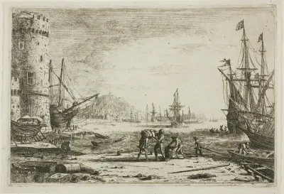 Harbor with a Large Tower