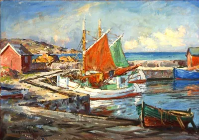 Harbour view from Sandvig, Bornholm, Denmark.