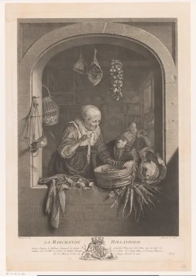 Haring verkoopster in een venster