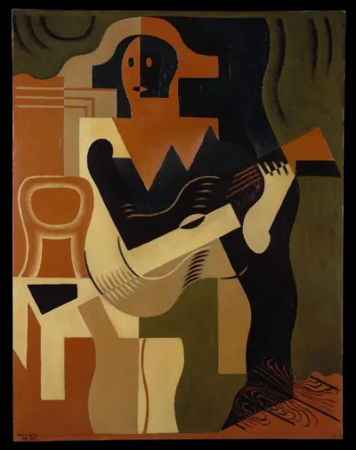 Harlequin Sitting with Guitar
