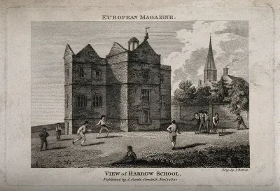 Harrow School, Harrow, Middlesex: boys playing cricket