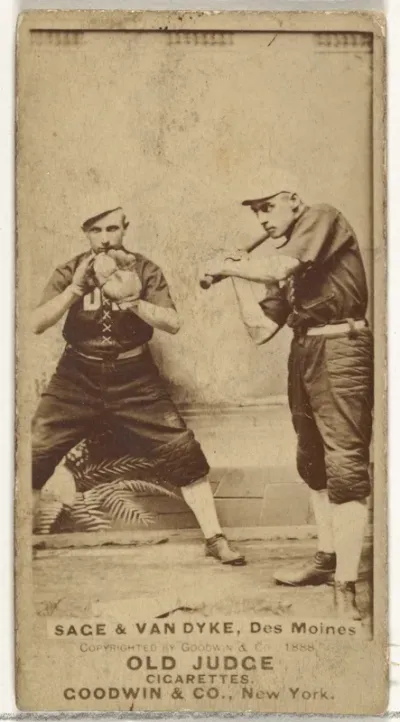 Harry "Doc" Sage and Bill Van Dyke, Des Moines Prohibitionists, from the Old Judge series (N172) for Old Judge Cigarettes