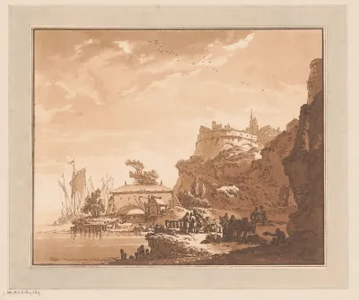 Haven bij een stadsmuur, mogelijk in de buurt van Nerva