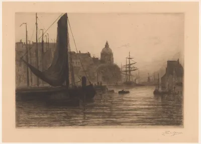 Haven in Dordrecht bij avond